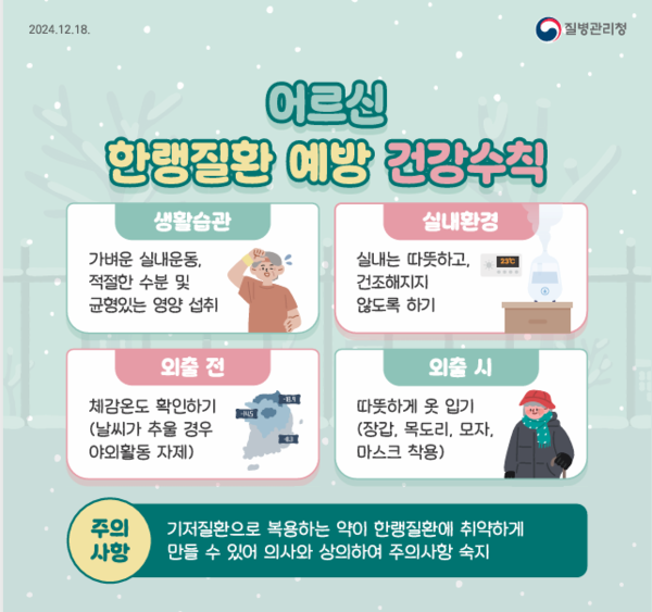 한랭질환 예방 건강수칙 안내